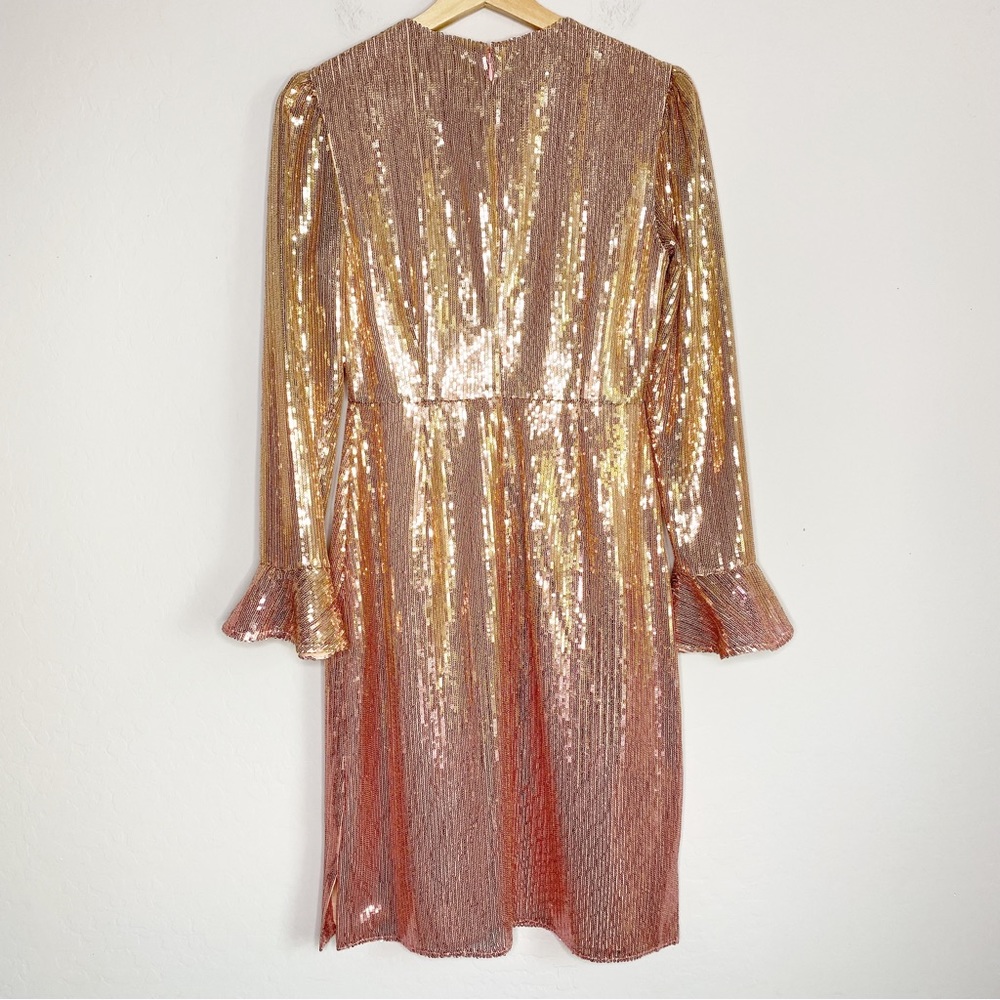Rachel Parcell Sequin Long Sleeve Pink Ombré Dress Size XS - Picture 3 of 14